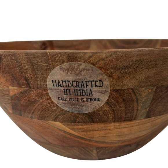 Dash of That boho Acacia wood 12” deep serving bowl - Picture 5 of 13